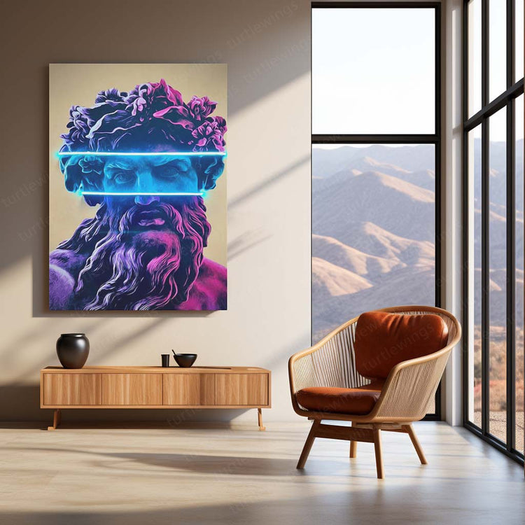 Zeus Pop Blue Neon LED Metal Frame – The King of Gods in Vibrant Light