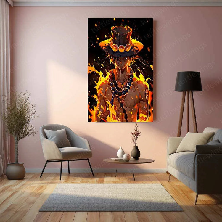 Portgas D. Ace Metal Poster – The Pirate with a Flame - TURTLEWINGS 