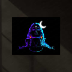 Adiyogi Lord Shiva Neon LED Metal Poster