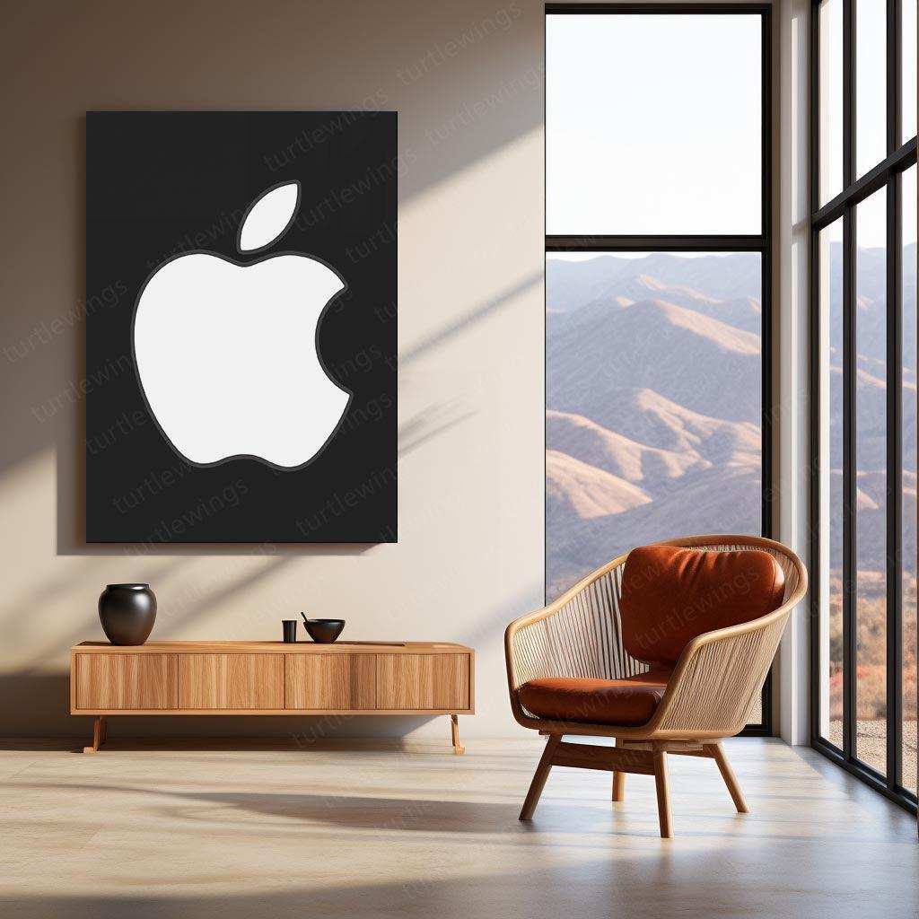 Apple Neon LED Metal Poster â Sleek & Modern Tech-Inspired Wall Art - TURTLEWINGS 