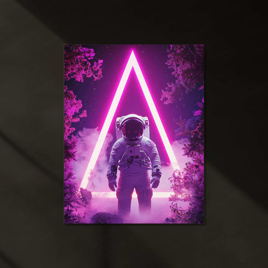 Astronaut Neon LED Metal Poster 01 - TURTLEWINGS 