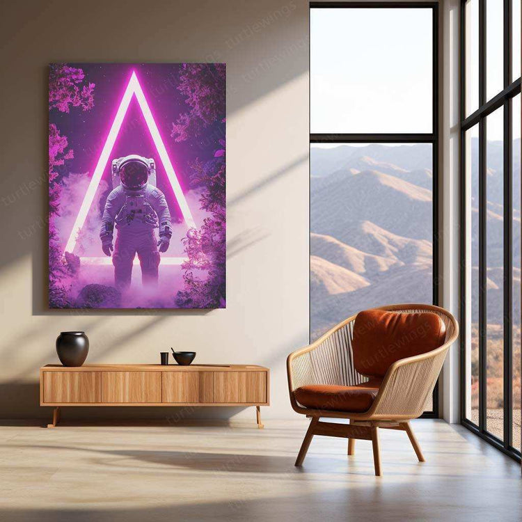 Astronaut Neon LED Metal Poster 01 - TURTLEWINGS 