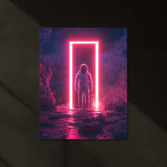 Astronaut Neon LED Metal Poster 02