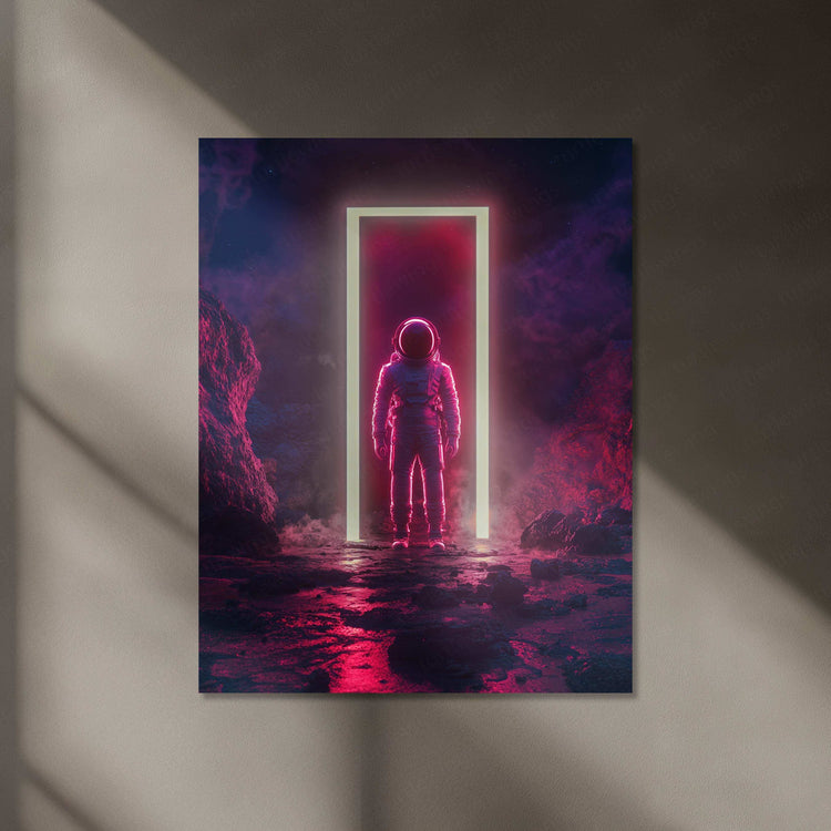 Astronaut Neon LED Metal Poster 02 - TURTLEWINGS 