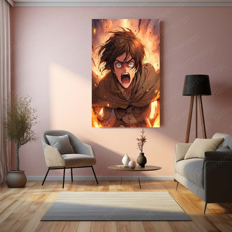 AOT Anime Metal Poster | Eren Yeager | Turtlewings Collectible Art