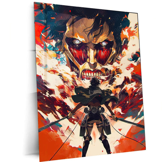 Eren Yeager: Titan Power Unleashed Metal Poster | Turtlewings AOT Series