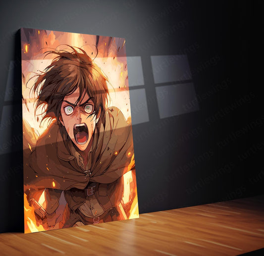 AOT Anime Metal Poster | Eren Yeager | Turtlewings Collectible Art