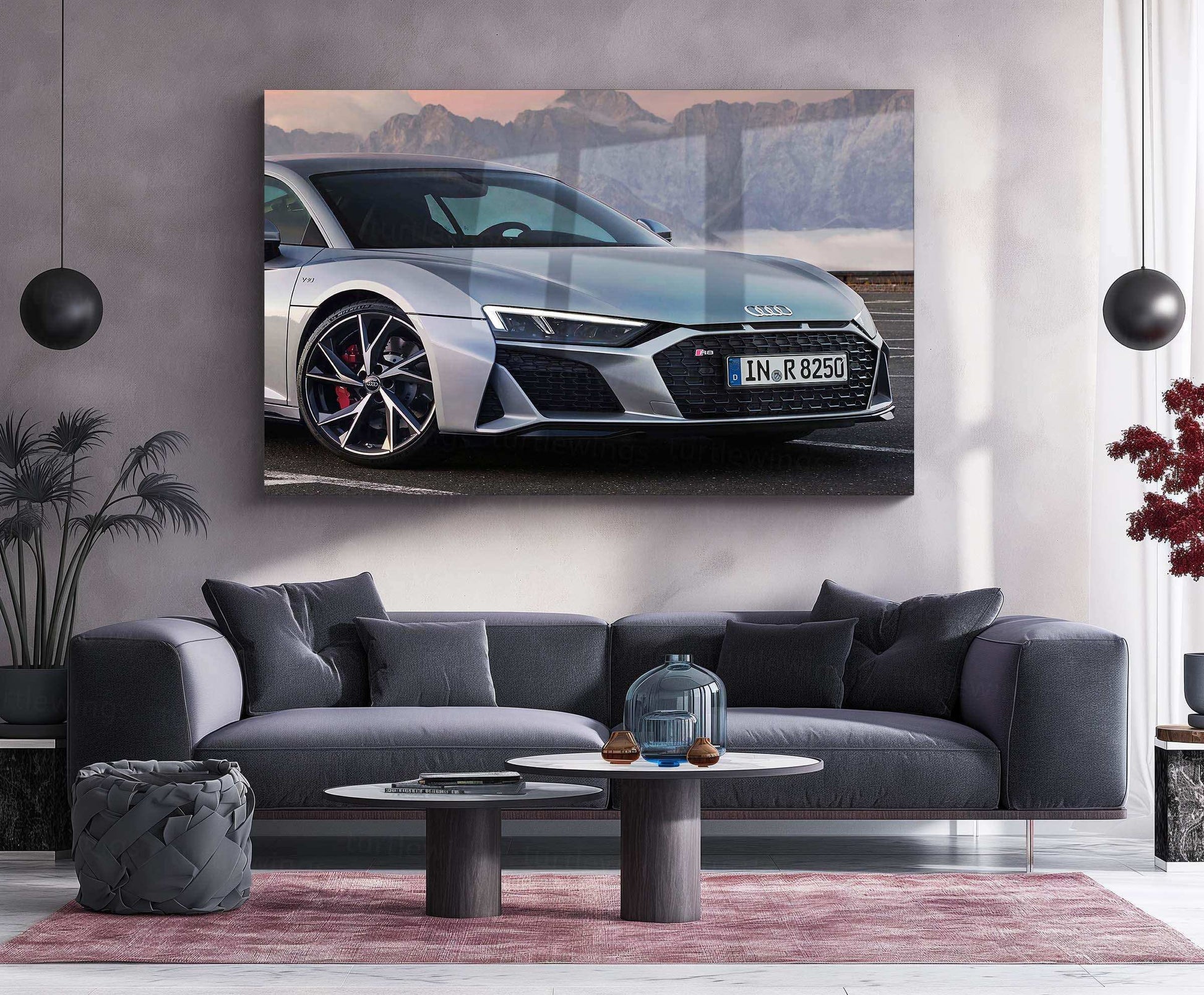 Audi R8 Neon LED Metal Poster â Supercar Wall Art for Speed Enthusiasts - TURTLEWINGS 