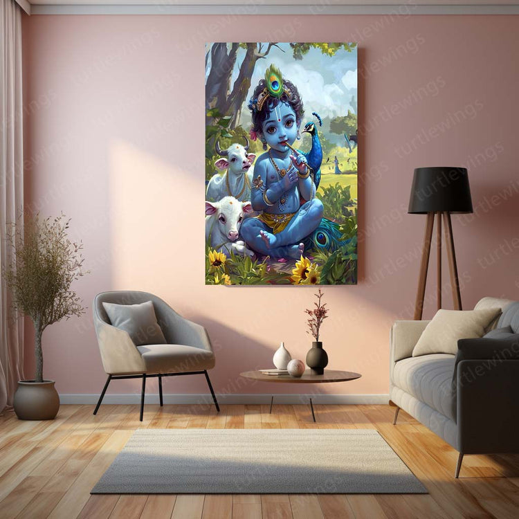 Baby Krishna Metal Poster | Divine Child | HD Print 2