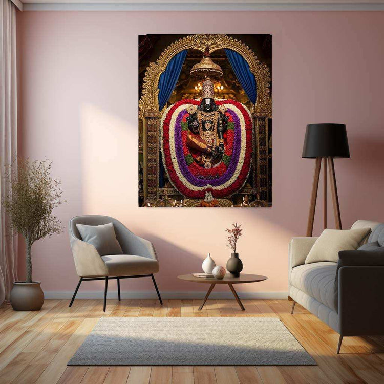 Tirupati Balaji Metal Frame – Divine Wall Art for Spiritual Home Decor