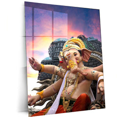 Bappa Metal Poster – Divine Lord Ganesha Wall Art | Hindu Spiritual Decor