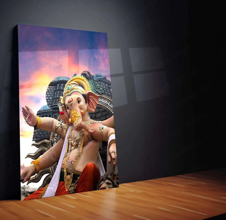 Bappa Metal Poster – Divine Lord Ganesha Wall Art | Hindu Spiritual Decor - TURTLEWINGS 