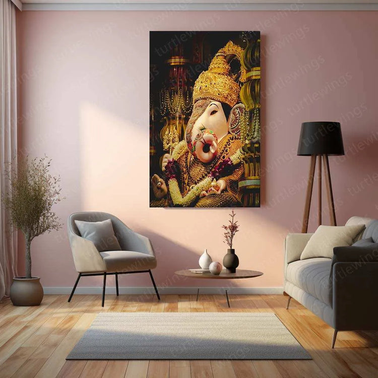 Bappa Metal Poster – Divine Lord Ganesha Wall Art | Hindu Spiritual Decor 2 - TURTLEWINGS 