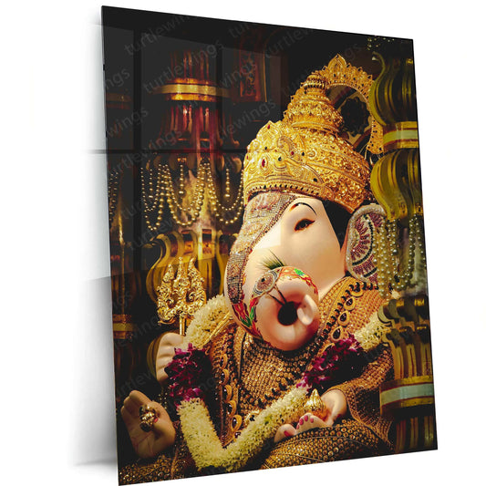 Bappa Metal Poster – Divine Lord Ganesha Wall Art | Hindu Spiritual Decor 2 - TURTLEWINGS 