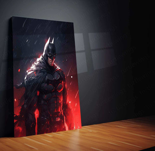 Batman Red Metal Poster – The Dark Knight in Crimson - TURTLEWINGS 