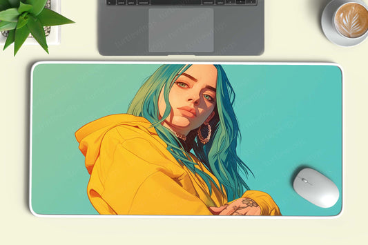 Billie Eilish Yellow Minimal Deskmat | Simplistic Elegance for Fans