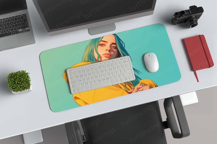 Billie Eilish Yellow Minimal Deskmat | Simplistic Elegance for Fans