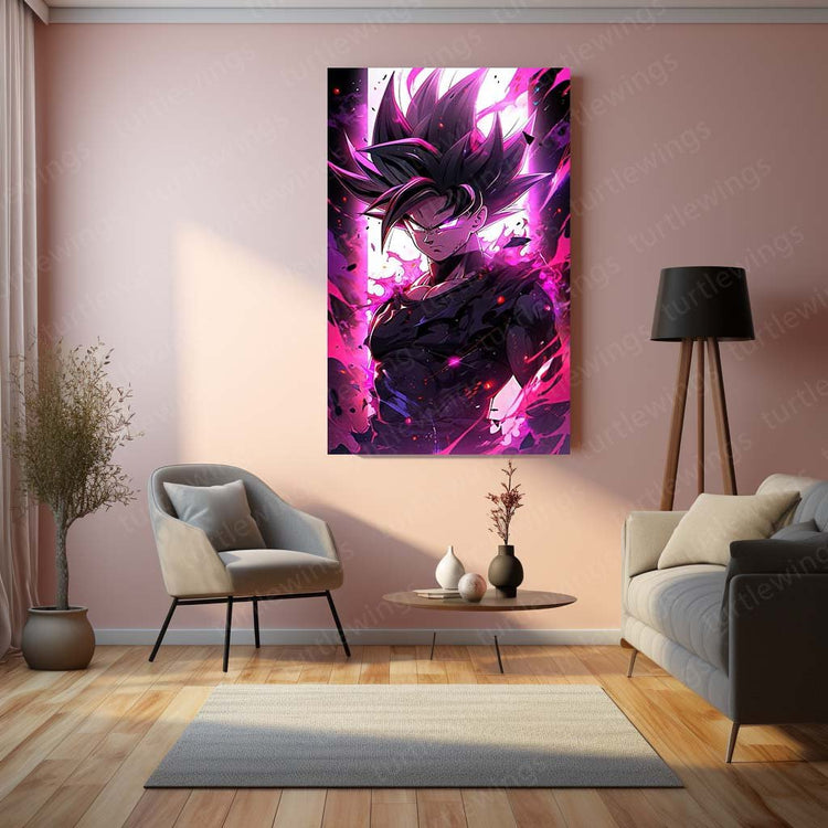 Dark Power - Black Goku DBZ Metal Poster | Anime Wall Art | HD Quality