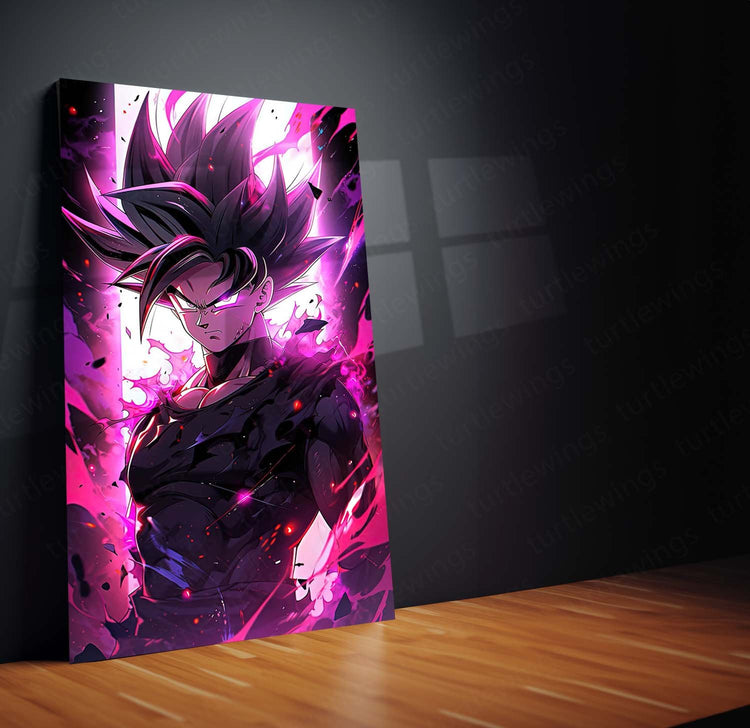 Dark Power - Black Goku DBZ Metal Poster | Anime Wall Art | HD Quality