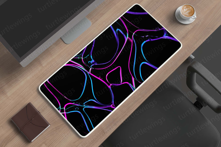 Blue White Light Abstract Deskmat | Sleek and Modern Desk Aesthetic