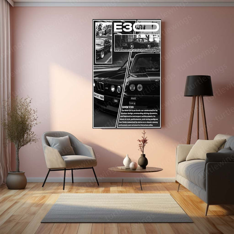 Modern Vintage - BMW E30 Metal Poster | Automotive Wall Art | HD Quality