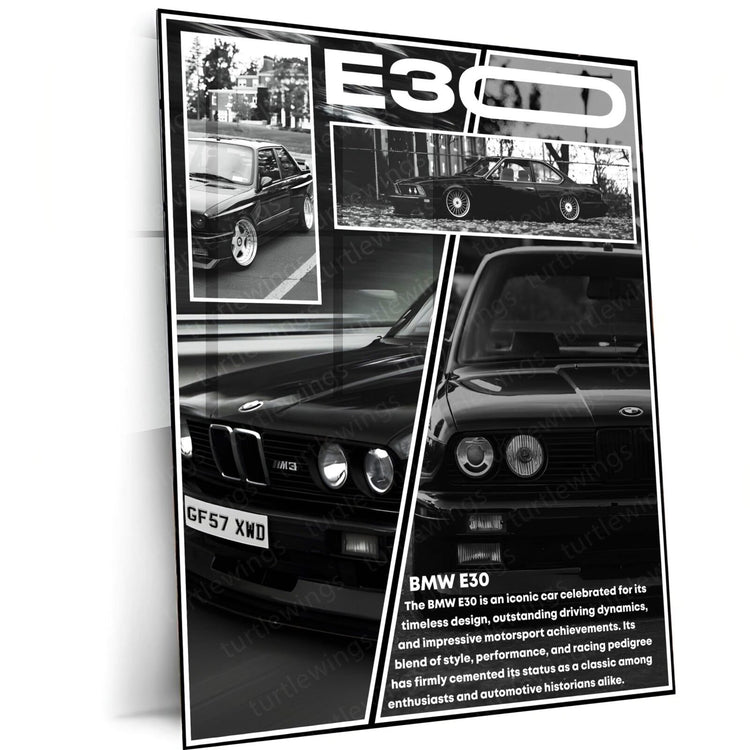 Modern Vintage - BMW E30 Metal Poster | Automotive Wall Art | HD Quality