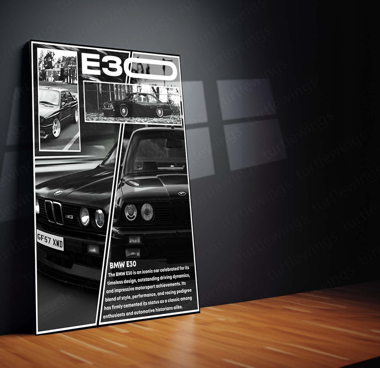 Modern Vintage - BMW E30 Metal Poster | Automotive Wall Art | HD Quality