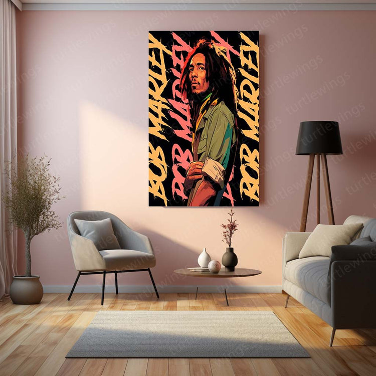 Bob Marley Art Metal Poster | Iconic Music Legend Wall Art | Vibrant Metal Print