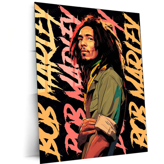 Bob Marley Art Metal Poster | Iconic Music Legend Wall Art | Vibrant Metal Print