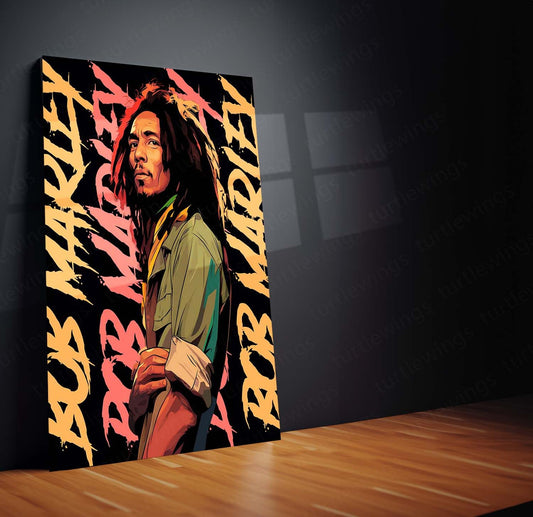 Bob Marley Art Metal Poster | Iconic Music Legend Wall Art | Vibrant Metal Print