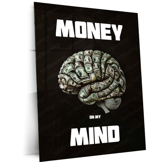 Wealth Mindset – “Money on My Mind” Quote Metal Poster | Inspirational Wall Art | HD Print