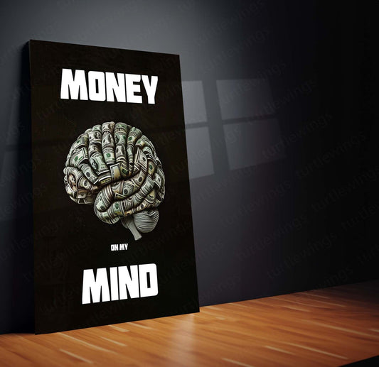 Wealth Mindset – “Money on My Mind” Quote Metal Poster | Inspirational Wall Art | HD Print