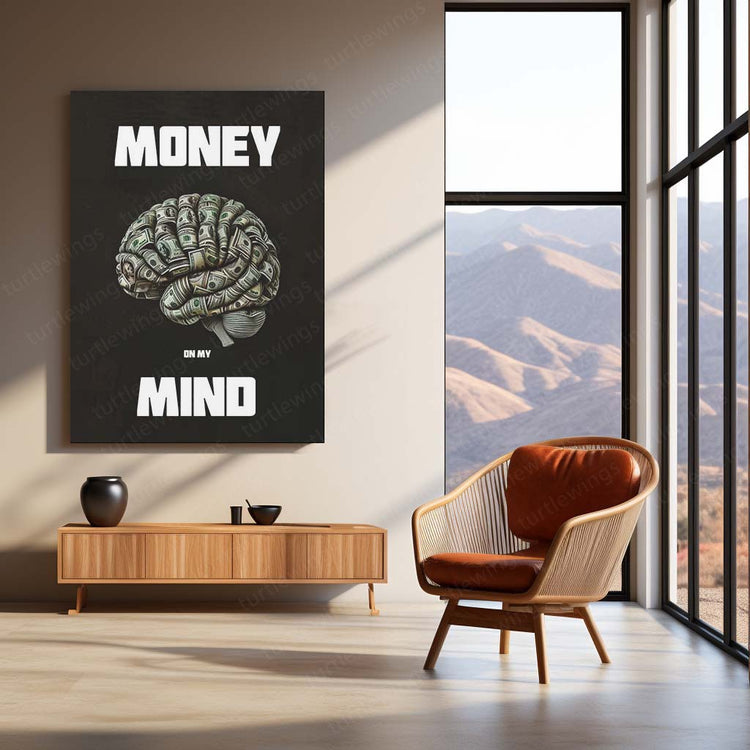 Wealth Mindset – “Money on My Mind” Quote Metal Poster | Inspirational Wall Art | HD Print