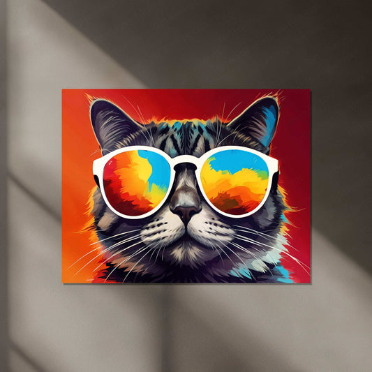 Cat in Colorful Sunglasses Neon LED Metal Poster - TURTLEWINGS 