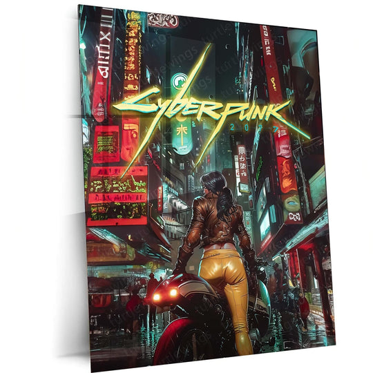 Futuristic Vibes - Cyberpunk Metal Poster | Sci-Fi Wall Art | HD Quality