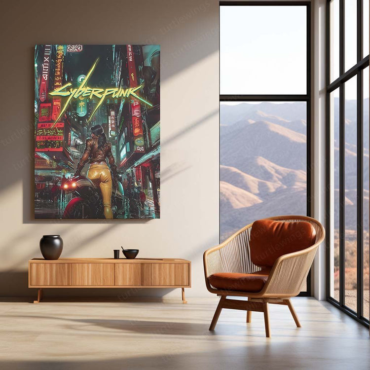 Futuristic Vibes - Cyberpunk Metal Poster | Sci-Fi Wall Art | HD Quality