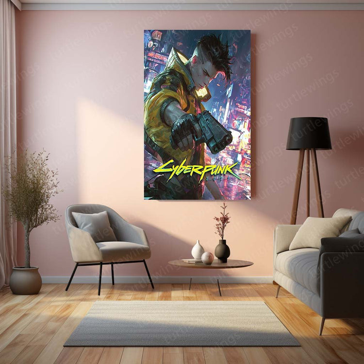 Enter the Cybernetic World - Cyberpunk Metal Poster | Futuristic Wall Art | HD Print