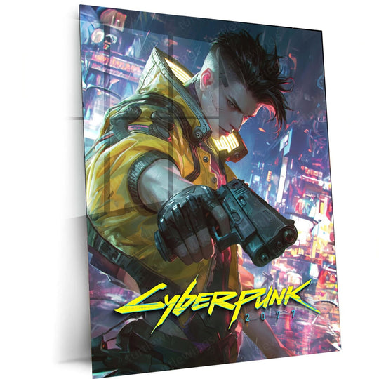 Enter the Cybernetic World - Cyberpunk Metal Poster | Futuristic Wall Art | HD Print