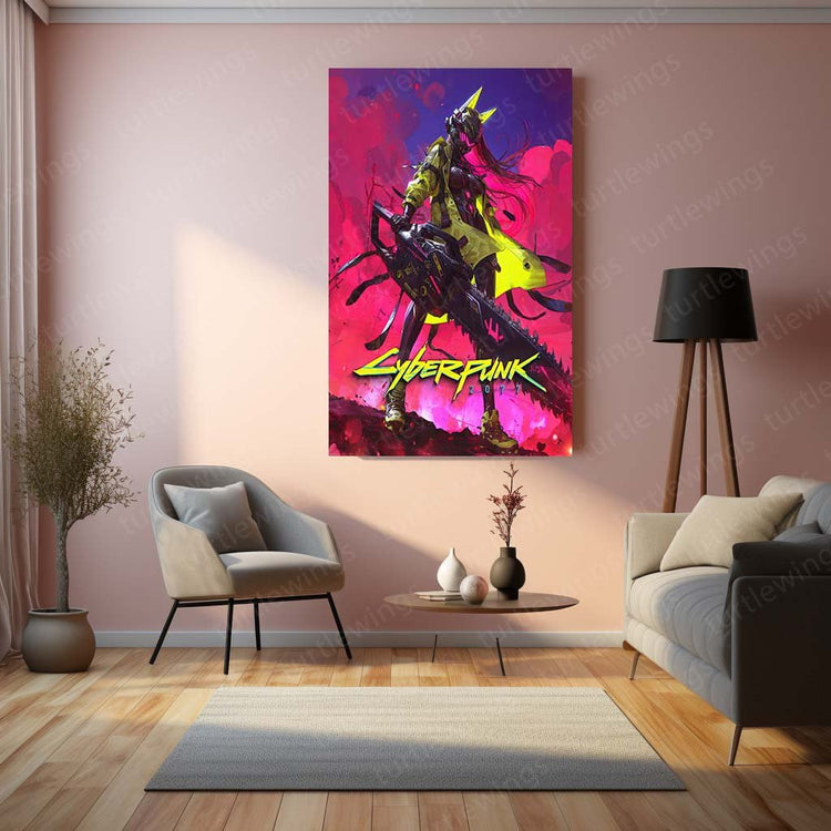 Enter the Cybernetic World - Cyberpunk Metal Poster | Futuristic Wall Art | HD Print 02