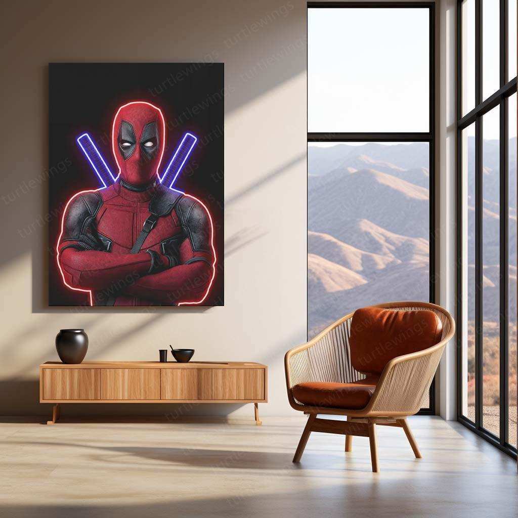 Deadpool Neon LED Metal Frame â Bold Merc with a Glow