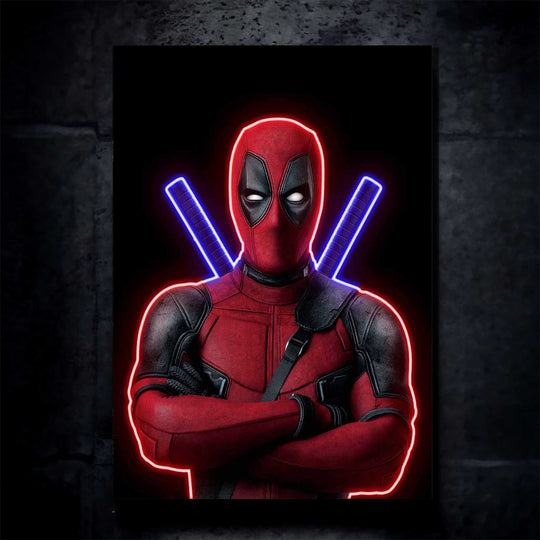 Deadpool Neon LED Metal Frame – Bold Merc with a Glow