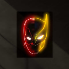 Deadpool & Wolverine face mask Neon LED Metal Poster