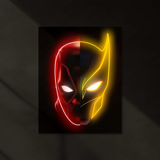 Deadpool & Wolverine face mask Neon LED Metal Poster - TURTLEWINGS 