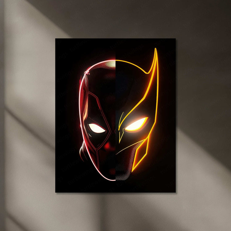 Deadpool & Wolverine face mask Neon LED Metal Poster - TURTLEWINGS 