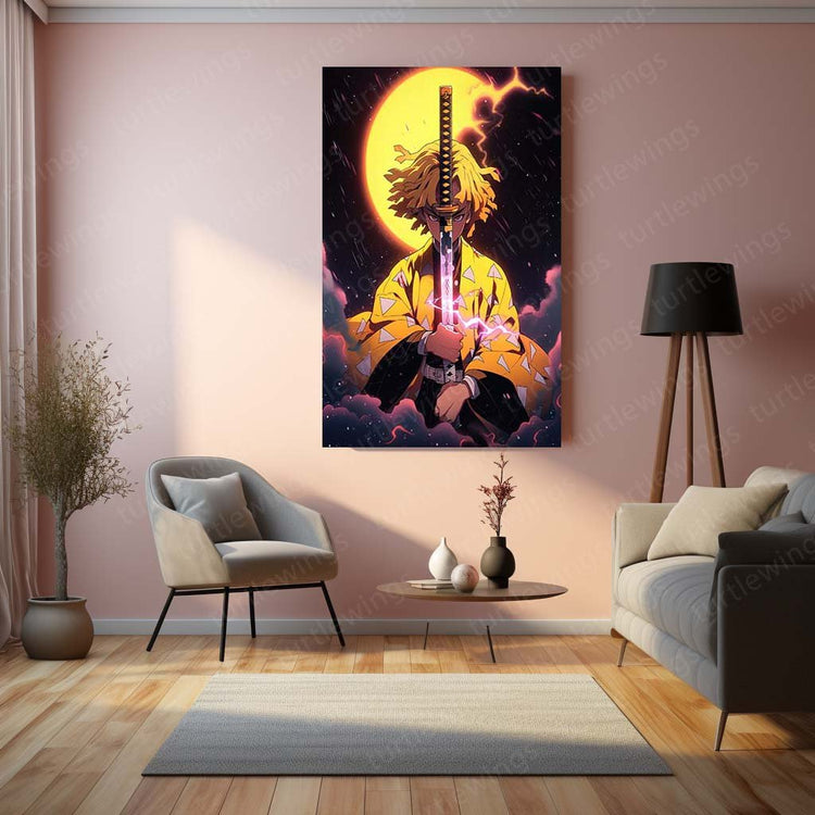 Blades of Redemption -Demon Slayer | Zenitsu Agatsuma Metal Poster | Samurai Wall Art | HD Quality02