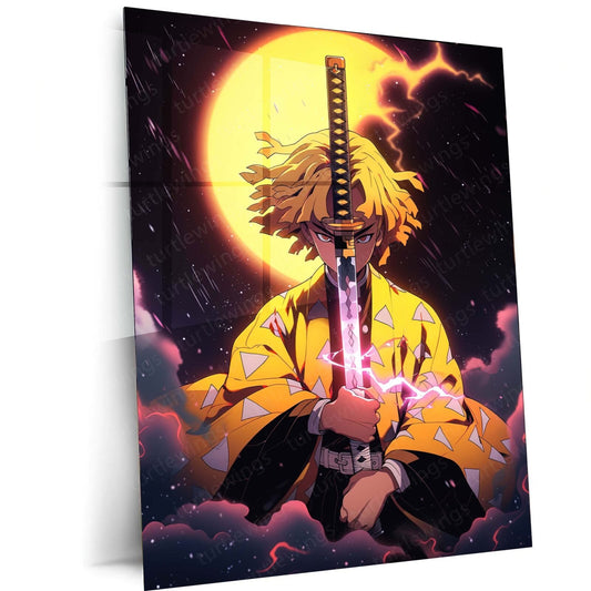 Blades of Redemption -Demon Slayer | Zenitsu Agatsuma Metal Poster | Samurai Wall Art | HD Quality02