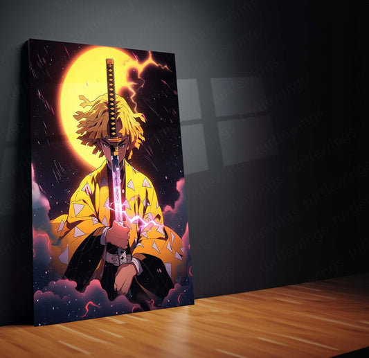 Blades of Redemption -Demon Slayer | Zenitsu Agatsuma Metal Poster | Samurai Wall Art | HD Quality02