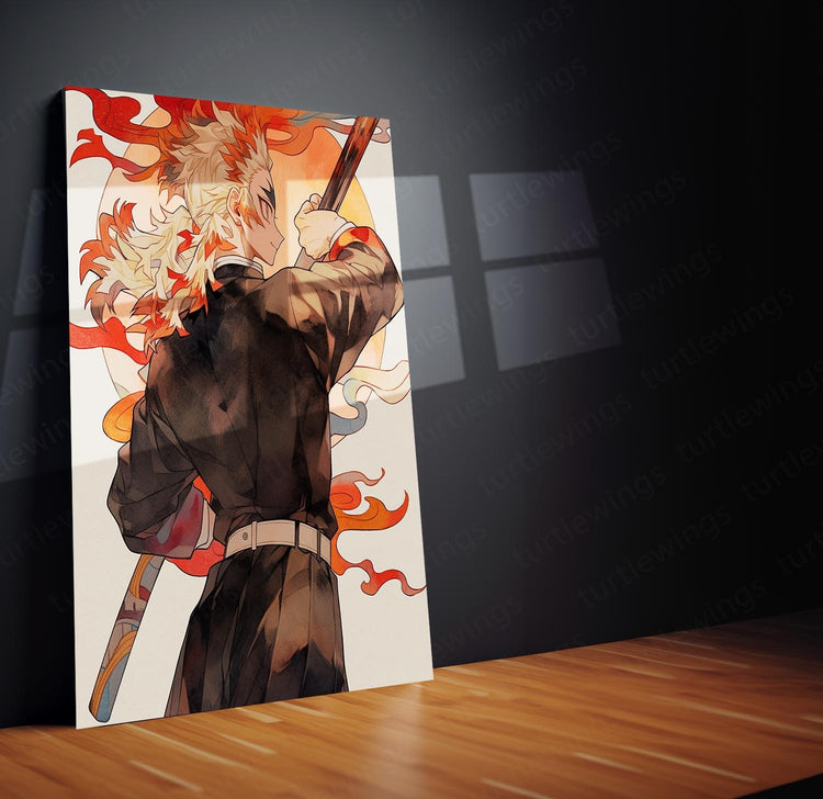 Rengoku thedemon Slayer Fiery Spirit Metal Poster | Turtlewings Art Collection 1