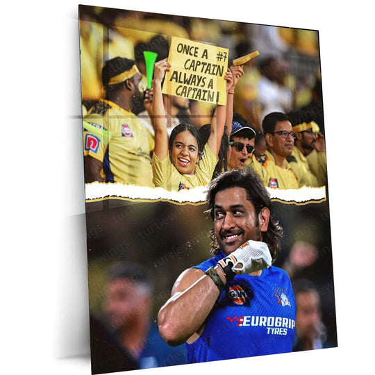 Forever Captain - Dhoni Metal Poster | Cricket Icon Wall Art | HD Print