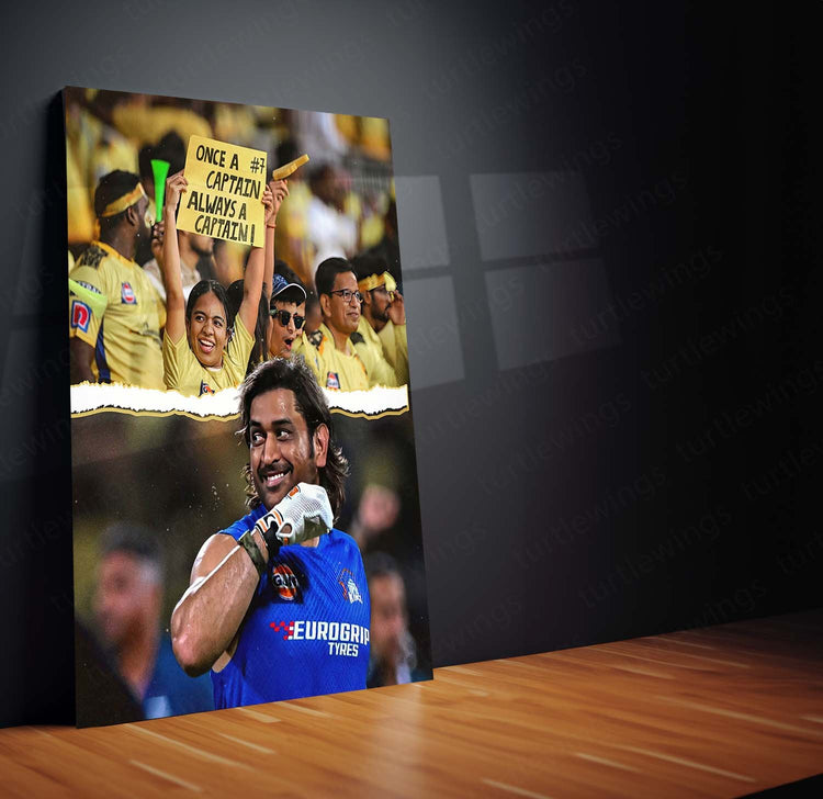 Forever Captain - Dhoni Metal Poster | Cricket Icon Wall Art | HD Print